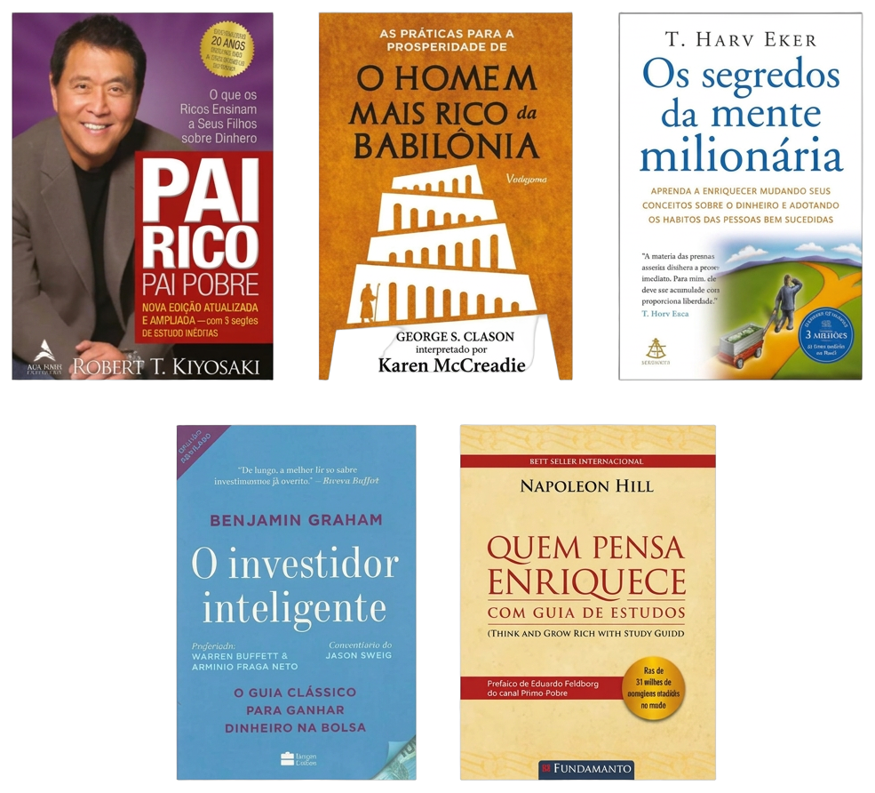 Coleção com os 5 livros de prosperidade e investimento